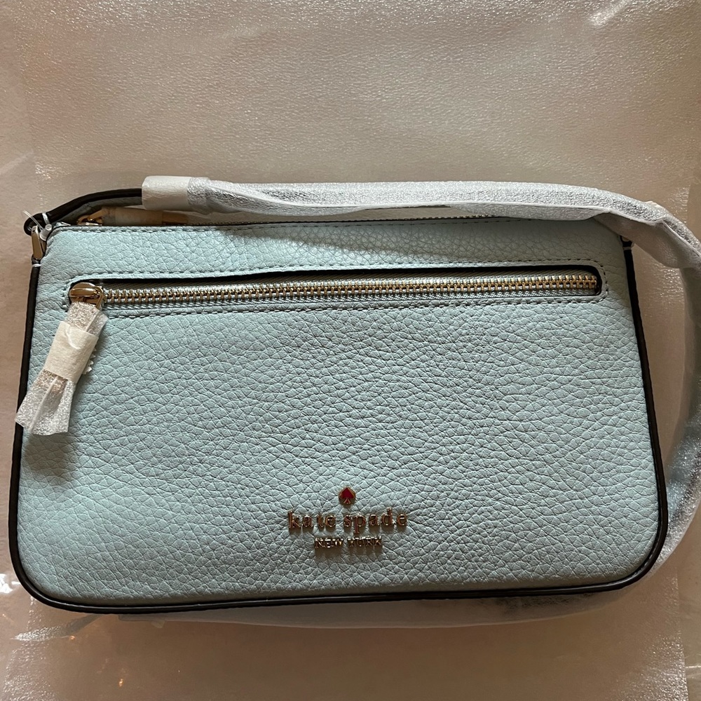 Kate Spade NWT Leila Crossbody Pebbled Leather Baby Blue (Dewy) Handbag